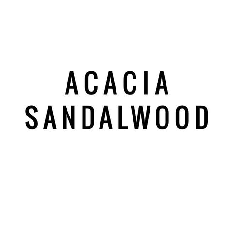 Acacia Sandalwood black text on white background